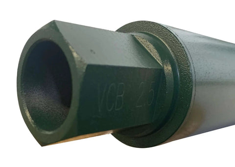 Close-up view of Wet Use Diamond Core Drill Bit For Concrete And Stone Two And A Half Inch Notched Edge Segmented Pro Grade.