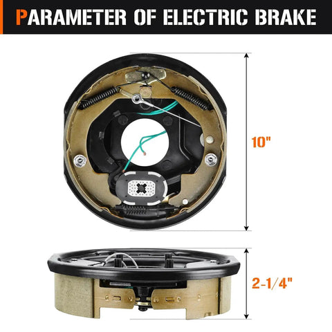 Front view of Aeagle 5 drum brake kit on 4.5-inch bolt circle with 10 x 2.25 inch self-adjusting electric brake