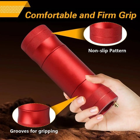 Hand holding the upgraded 40mm and 44mm wheel bearing greaser tool with storage tube for UTV, showing non-slip grip details.