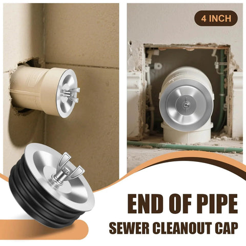 2 Pack 4 Inch Sewer Cleanout Cap Cover For Most Pipe Ends In Sinks And Pools Mechanical Steel Expansion Plug With Durable Rubber Gasket Floor Drain Cap For PVC Pipes End Cap For Sewer Cleanouts