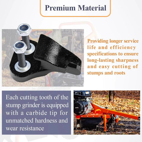 Nine Carbide High Speed Cutting Teeth Set For Stump Grinders With Hardware Three Left Three Right Three Straight Cast Holder Dual Bolt Pro Grade Carbide Plates And Hex Anti Rotation Pockets Compatible With OPG777 Models