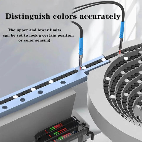 FS N13 Fiber Optic Amplifier and Diffuse Induction Photoelectric Switch in industrial setup for color sensing accuracy