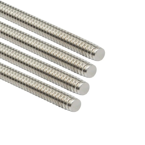 304 Stainless Steel 1/2 Inch Fully Threaded Rod 12 Inch Long UNC 13 TPI 4 Pack shown in close-up view