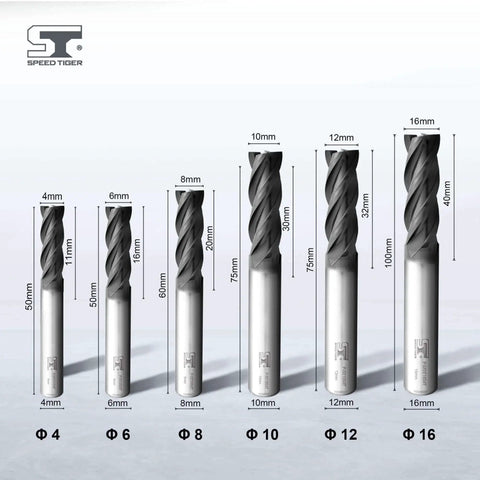Micrograin Carbide Square End Mill 4 Flute 10mm 75L For Milling Alloy Steels Hardened Steel And Metal With AlTiBN Coating