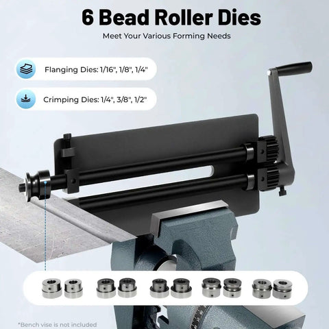 Heavy Duty Gear Driven Sheet Metal Bead Roller Machine With 12 Inch Bench And 6 Die Set Manual Bead Roller Press for metal forming