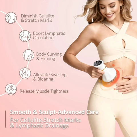 Premium Lymphatic Drainage Massager For Body Shaping With Microcurrent, Vibration, Light And Heat Therapies on abdomen