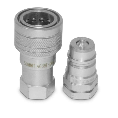 Rugged Three Eighths Inch Ag ISO 5675 Hydraulic Quick Connect Pioneer Style Couplers With Poppet Valve And Three Eighths Inch NPT Thread