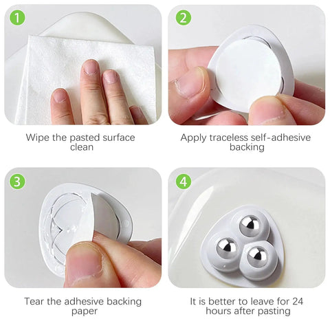 Step-by-step guide to installing 8 Pieces Self Adhesive Caster Wheels For Kitchen Appliances And Small Furniture.