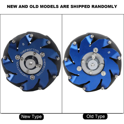 Comparison of new and old 4 Inch Mecanum Wheel Left Aluminum Core With Durable TPU Rubber Rollers For Industrial Robots.
