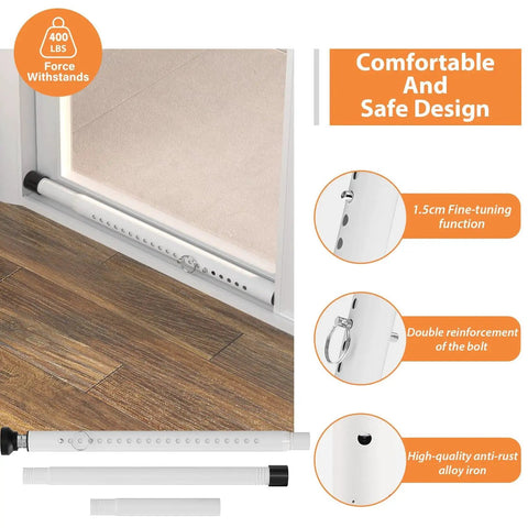 Two Pack Adjustable Sliding Door And Window Security Bar 18 To 51 Inches Extendable Inside Mount White For Sliding Doors And Windows Two In One Security Rod Enhances Home Security And Prevents Breakins installed in window.