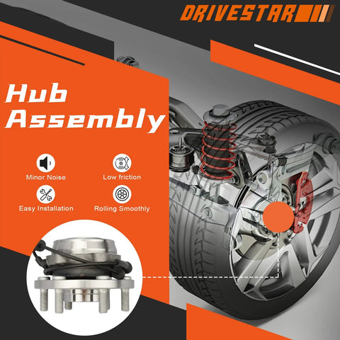 Front Wheel Hub And Bearing Assembly 6 Lug With Abs For Nissan Frontier Pathfinder Xterra Equator 4WD 4X4 diagram and side view