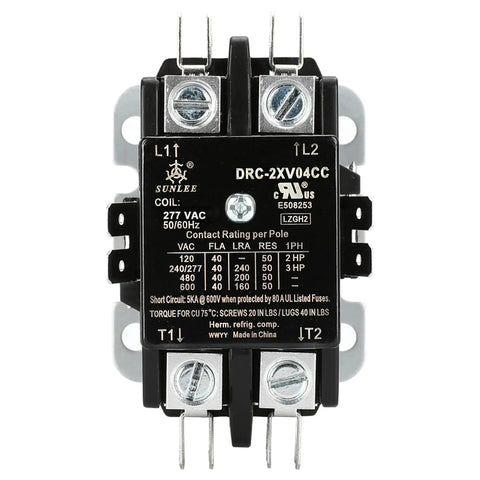 Two Pole 40 Amp 277 Volt Contactor Workhorse For Lighting Load Heavy Duty Contactor For Commercial LED Drivers And Ballasts