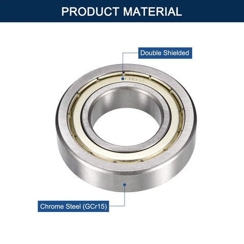 HiPicco R16ZZ deep groove ball bearing, 1 in bore × 2 in OD × 1/2 in width, double shielded chrome steel