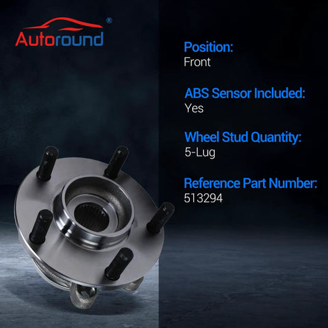 Front Wheel Bearing Hub Assembly For Nissan Altima 2007 2008 2009 2010 2011 2012 2.5L 5 Lug With ABS Bolt In Direct Fit OEM Grade Replacement