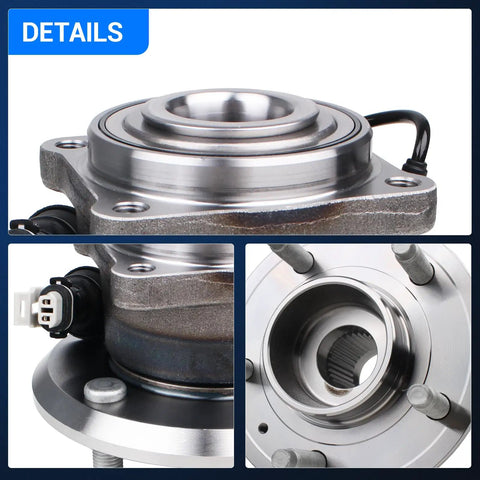 Close-up of Rear Wheel Bearing And Hub Assembly With ABS, 5 Lug, Fits Chevy Equinox 2007-2009, Pontiac Torrent 2007-2009, Suzuki XL-7 2007-2009