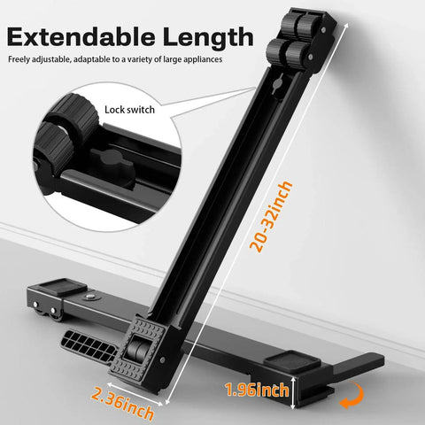 Heavy Duty Appliance Rollers With Extendable Sliders And Liftable Washing Machine Base For Easily Moving Washers Dryers Refrigerators And Furniture Black With Anti Slip Pads And Durable Wheels extending measurement view