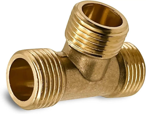Brass Tee Pipe Fitting Equal Tee 1/2 Inch Male To 1/2 Inch Male To 1/2 Inch Male Plumbing Connector, corrosion resistant, side view