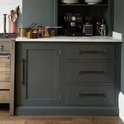 Matte Black Cabinet Pulls 10 Pack 5 Inch Hole Centers on kitchen cabinets with straight bar handles