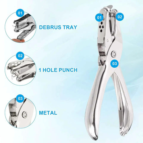 One Eighth Inch Single Hole Punch Tool Twenty Four Pack Handheld Metal Paper Puncher for tags DIY crafts ergonomic design
