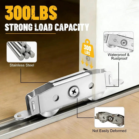 304 Stainless Steel Heavy Duty Sliding Door Rollers Set With Ball Tandem Wheels Bearing For Patio Glass Doors