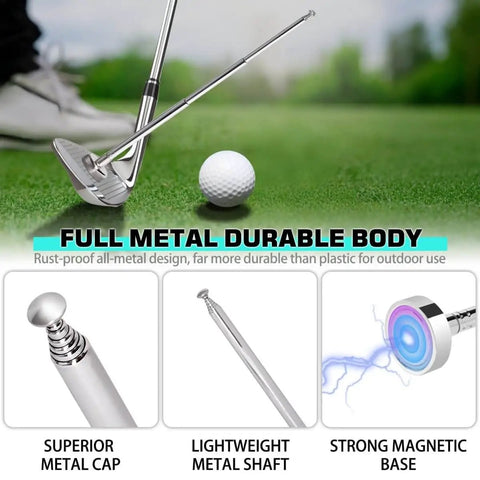 7 Length Adjustable Golf Alignment Rods Magnetic Alignment Stick For Irons And Wedges Lie Angle Tool on a golf course