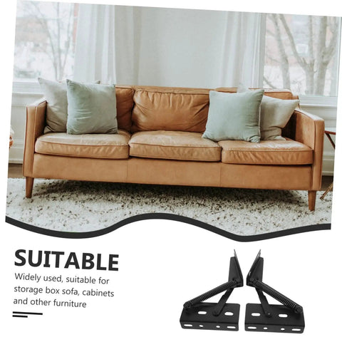 Brown sofa with pillows and visible Folding Sofa Hinge Kit With Spring Loaded Storage Brackets For Cabinets And Furniture No Fuss Easy Install