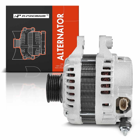 Side view of Alternator Replacement For Mazda 3 2012 2013 2.0L Base 110 Amp 12 Volt Output With Six Groove Pulley