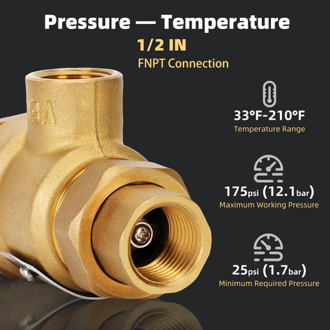 Brass 1/2 in FNPT backflow preventer with dual check valve and intermediate atmospheric vent