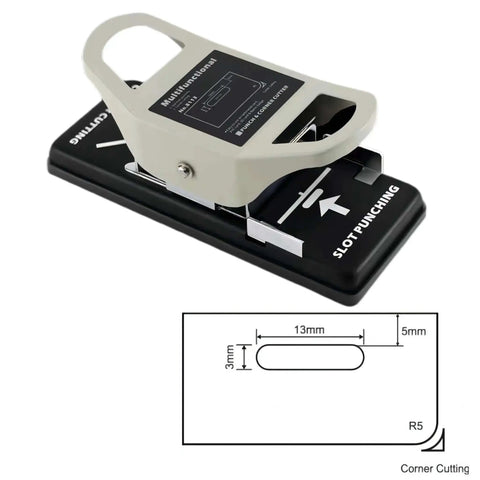 2-In-1 Slot Hole Punch For Paper And PVC Cards - Heavy Duty All Metal Corner Rounding And Slot Punch Tool with centering guide