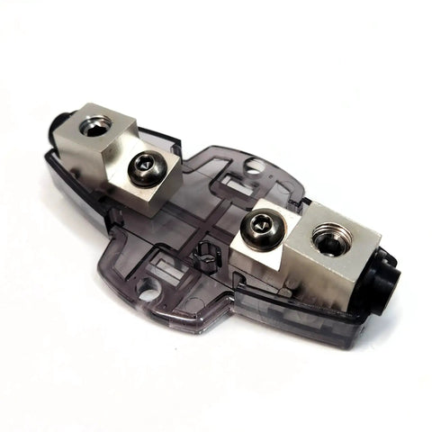 Inline Mini ANL Fuse Holder with fuse for 4 or 8 gauge power wire waterproof inline mount compact 3.5 inch design exposed base