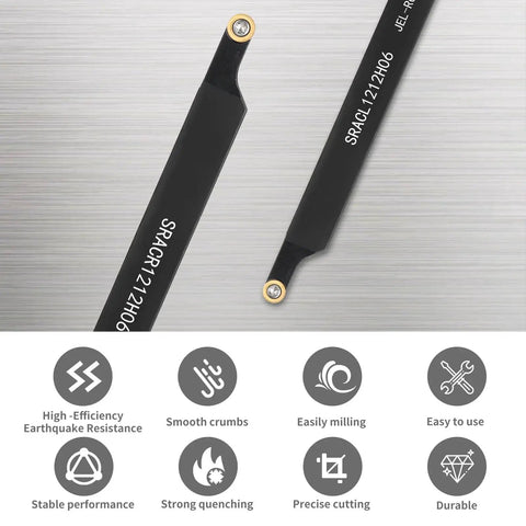 Indexable Lathe Turning Tool Set Half Inch 12 Millimeter With 2 Tool Holders And 10 Round Carbide Inserts Includes 2 Wrenches