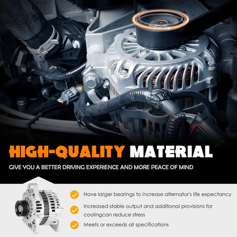 80 Amp 12V High Output Alternator Direct Fit For Nissan Frontier 3.3L 1999-2002 And Xterra 3.3L 2000-2002 installed in engine