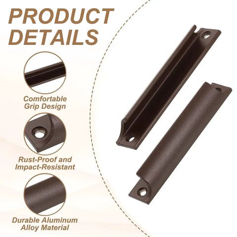 2 Pack Aluminum Alloy Window Sash Lift Handles 4.7 Inch Finger Pulls With Mounted Screws And Glue, featuring durable grip design
