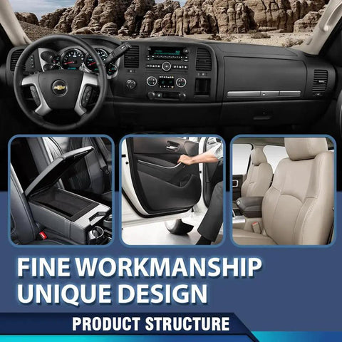 TPE Dash Cover for Chevy Silverado and GMC Sierra 2007 to 2013 Glovebox Bezel shown in car interior layout.