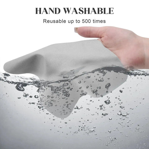 Hand washing microfiber cloth from 30 Pack Microfiber Cloths For Glasses And Electronics With 2 Lens Sprays, reusable up to 500 times.