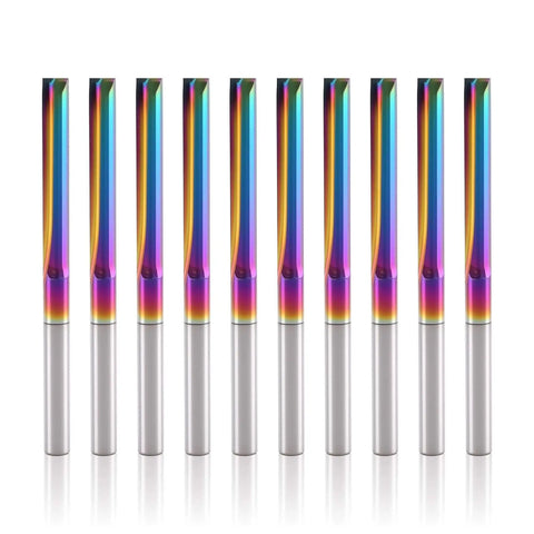 10 Pack CNC Straight Router Bits 1/8 Inch Shank 2 Flute Carbide Straight Milling Cutter With DLC Coating 22mm Cutting Length 45mm Overall Length