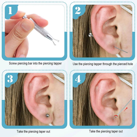 Step-by-step guide using 13 Piece Piercing Ball Grabber Tool Set for Easy Jewelry Changes Includes Tapered Piercing Tapers