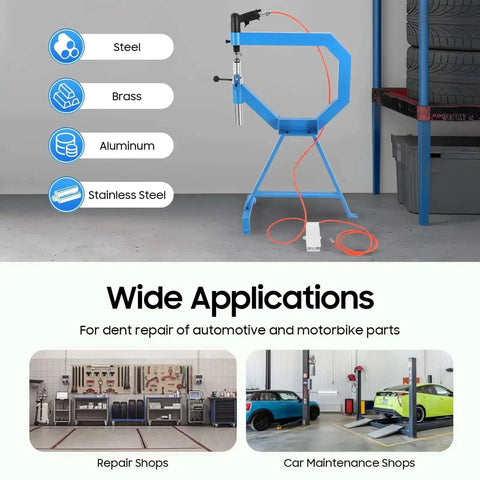 Planishing Hammer 4 Inch Pneumatic Metal Shaping Machine With 875-1350 RPM on cast iron stand in workshop setting