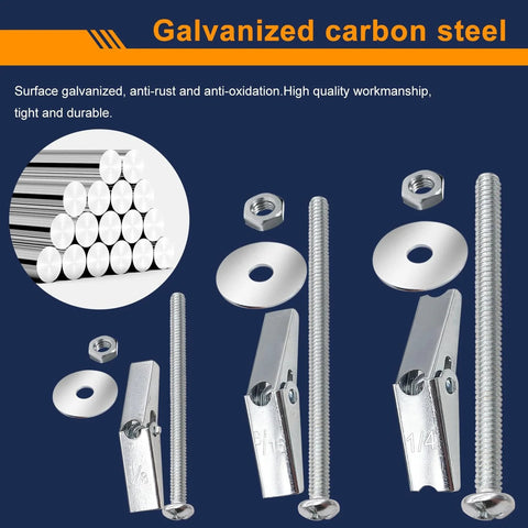 Galvanized toggle bolts and washers from 100-Piece Heavy Duty Toggle Bolts And Drywall Anchors Assortment Kit With Wing Nuts