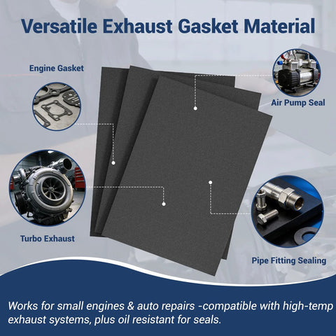 Gasket material sheets, non-asbestos, 16 pcs, 14x11 in, 1.0 mm, dark gray for engines
