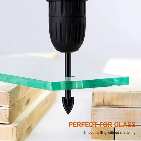Pro Grade Three Sixteenth Inch Glass And Tile Drill Bit Set Ten Piece Tungsten Carbide Tipped Spear Cutter drilling glass