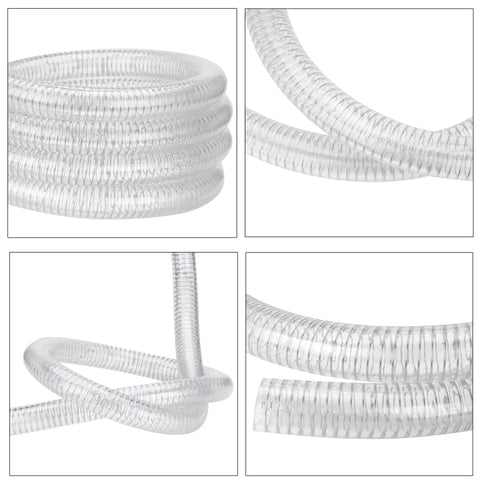 Heavy Duty Reinforced PVC Suction Hose 1 Inch Inner Diameter, 10 Feet Long For Water Drainage Vacuum And Fluid Transfer, coiled view