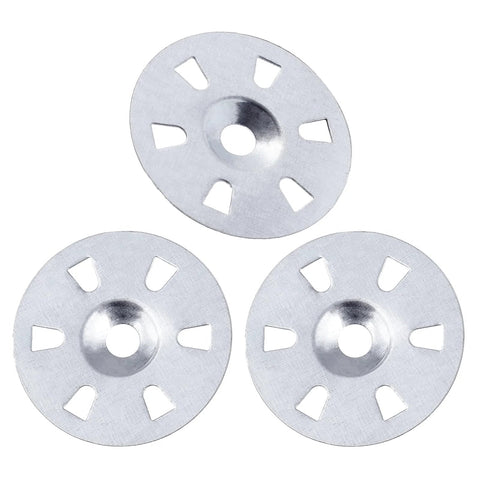 Stainless steel foam board washers, 3 pcs, with central hole and six edge slots for foam panel fixation.
