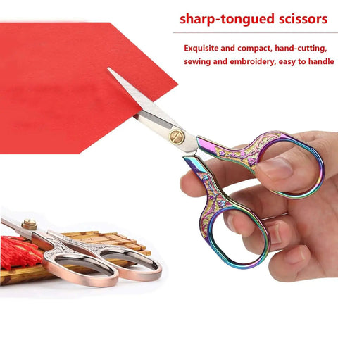 Two Pack Small Embroidery Scissors 5 Inch Craft Snips For Needlework And Sewing, 3CR13 Stainless Steel Blades With Colorful Zinc Alloy Handles
