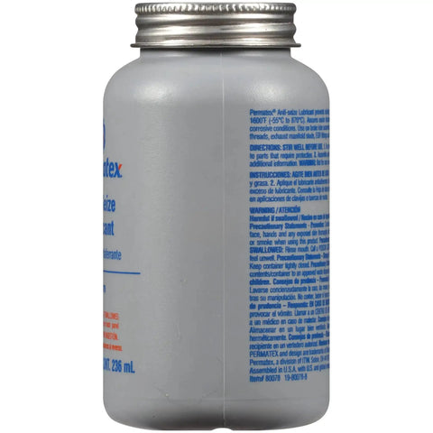 Side view of Anti-Seize Lubricant With Brush Top For No-Fuss Install, High Temp Blend, 8 Oz Pack Of 2, showing text details.