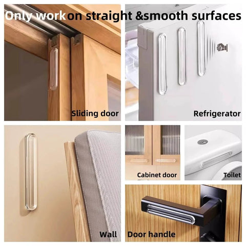 Clear Wall Protectors 6 Pack For Furniture Fridge Door Stopper With Strong Adhesive Backing shown on various surfaces