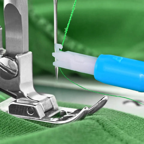 Automatic Needle Threader For Sewing Machines 6 Pack Blue And White Hicarer Needle Inserter Tools in action