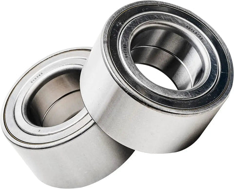 Close-up of two bearings from Six Piece Suspension Kit For Hyundai Veloster Elantra Coupe GT And Kia Forte Koup Forte5 Front Wheel Bearings Sway Bar Links Rear Wheel Bearings And Hubs Replacement.