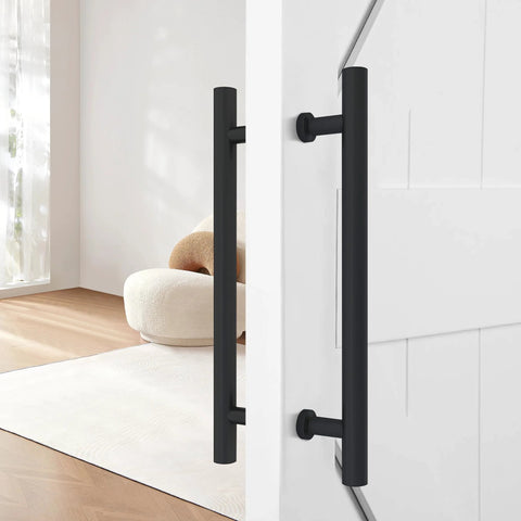 Matte Black Stainless Steel Barn Door Handles 16 Inch Heavy Duty Door Pull Set For Sliding Barn Doors And Pocket Doors