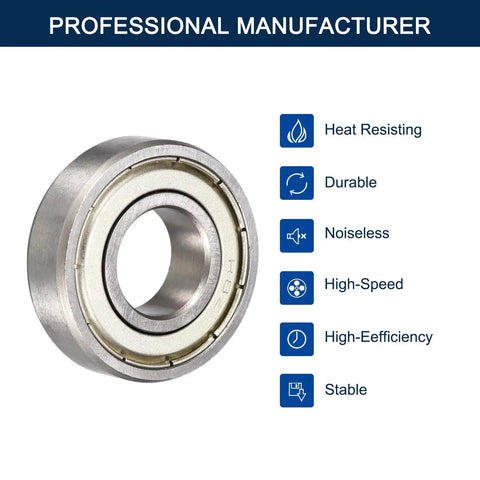Deep Groove Ball Bearing Set R8ZZ For One Half Inch ID And One And One Eighth Inch OD, Five Sixteenths Inch Width, durable chrome steel